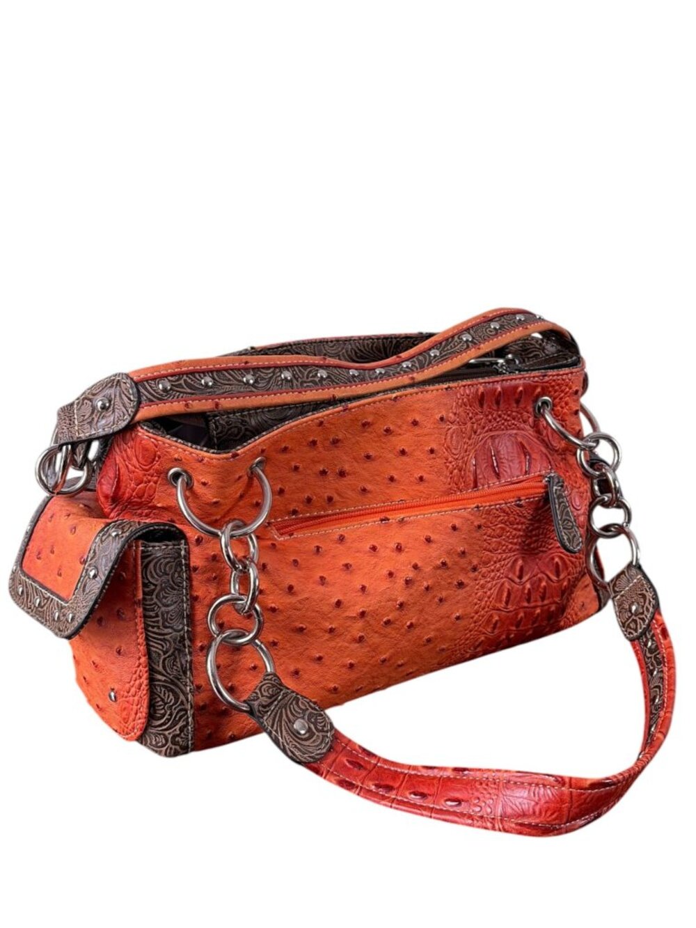 Vintage Blazin Roxx Cowgirl Purse Orange Pink Turquoise Rhinestone Cross - Picture 6 of 16